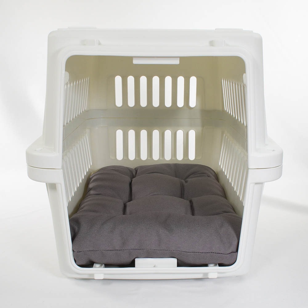 縁無しクッションベッド/クレートクッション 丈夫な9.5号帆布生地 チャコールグレー Mサイズ