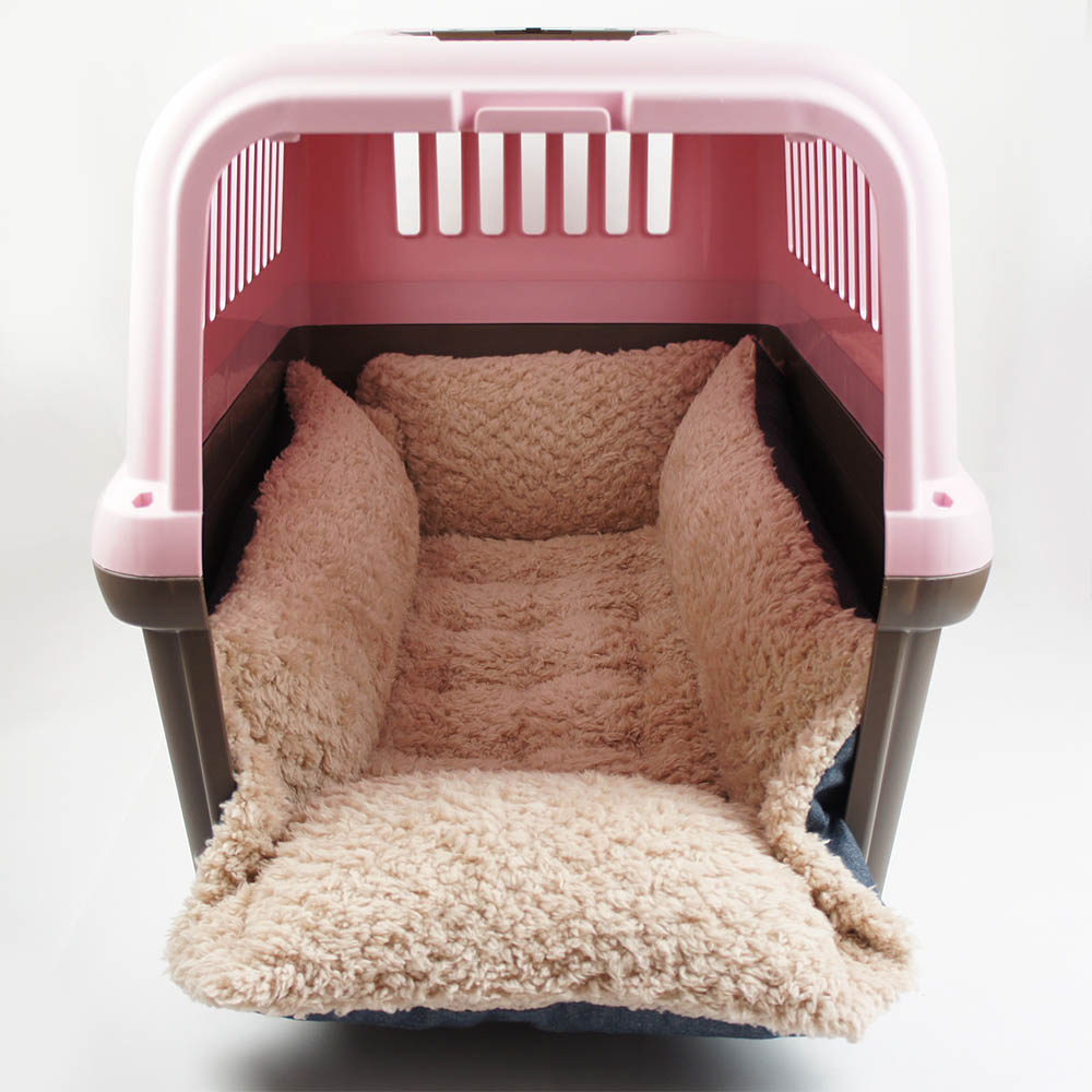 ペットが喜ぶ キャリークッションベッド/クレートクッション 10オンスデニムネイビーファー Ｌサイズ