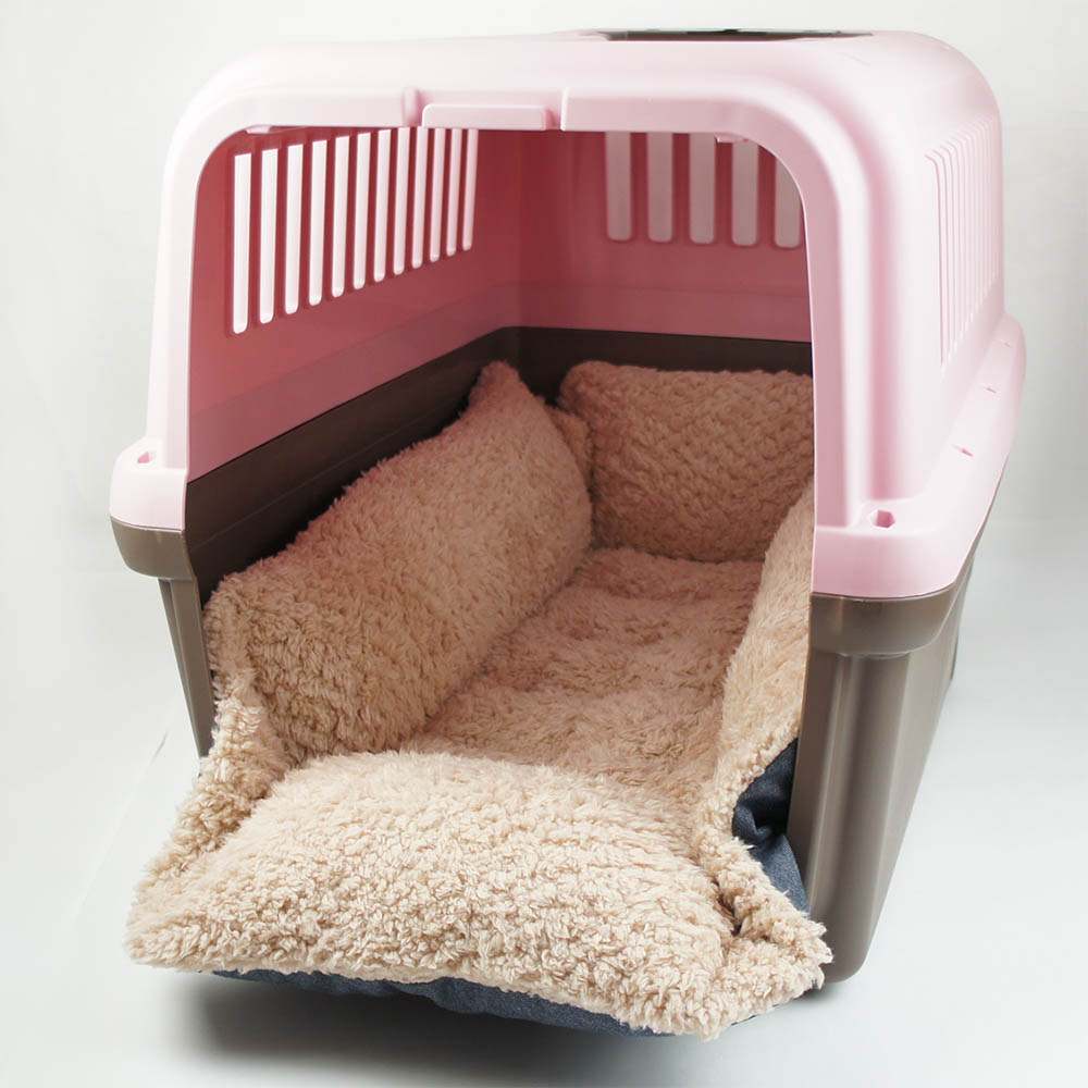 ペットが喜ぶ キャリークッションベッド/クレートクッション 10オンスデニムネイビーファー Ｌサイズ