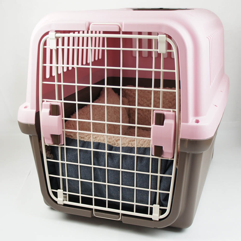 ペットが喜ぶ キャリークッションベッド/クレートクッション 10オンスデニムネイビーファー Ｌサイズ