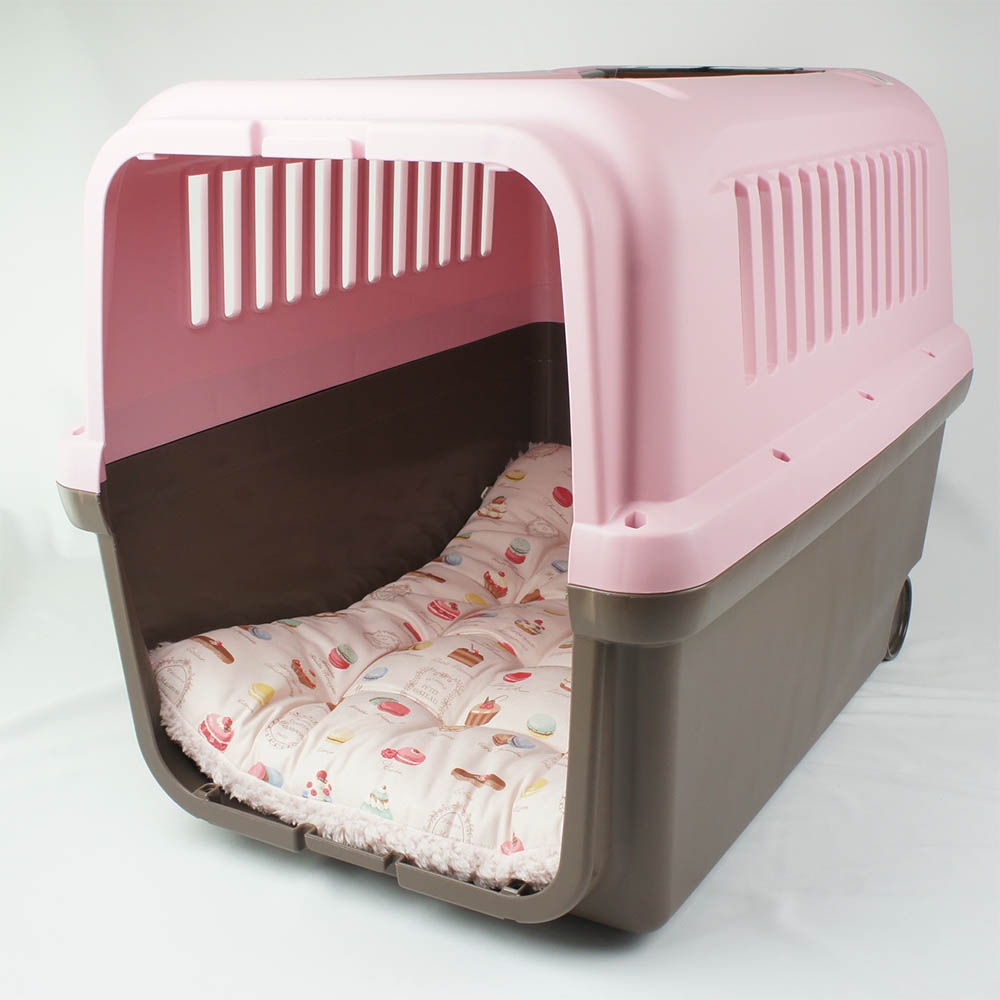 縁無しクッションベッド/クレートクッション マカロンシャービーピンクファー Ｌサイズ