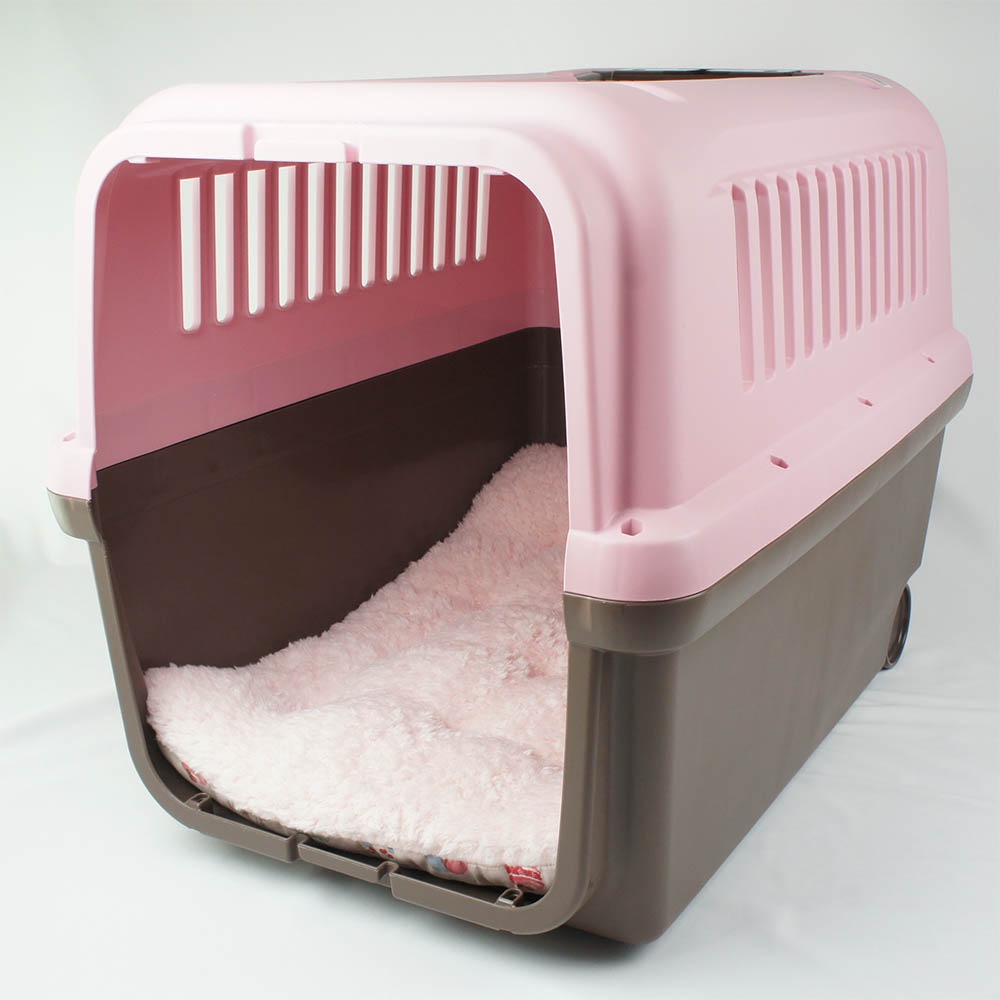 縁無しクッションベッド/クレートクッション マカロンシャービーピンクファー Ｌサイズ