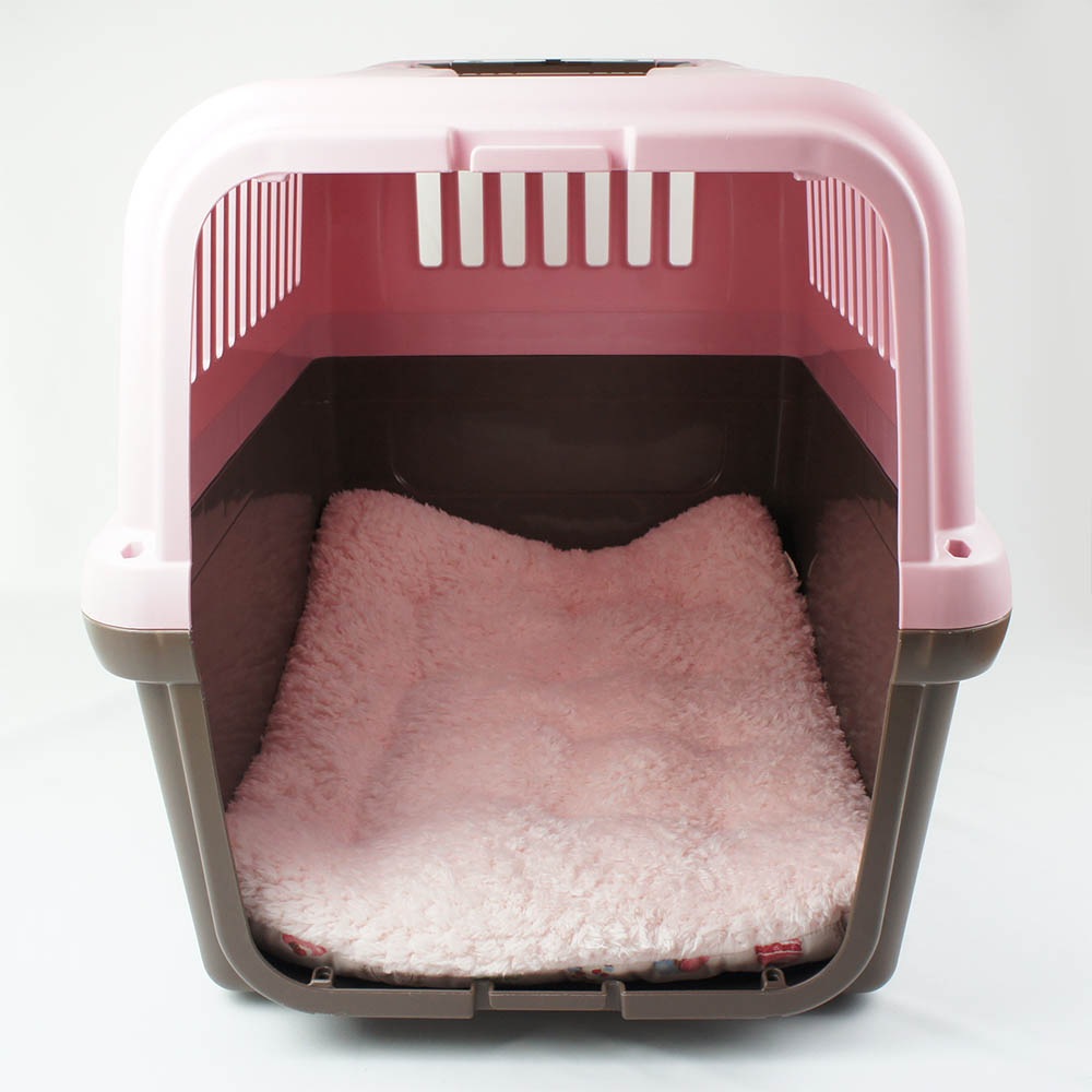 縁無しクッションベッド/クレートクッション マカロンシャービーピンクファー Ｌサイズ