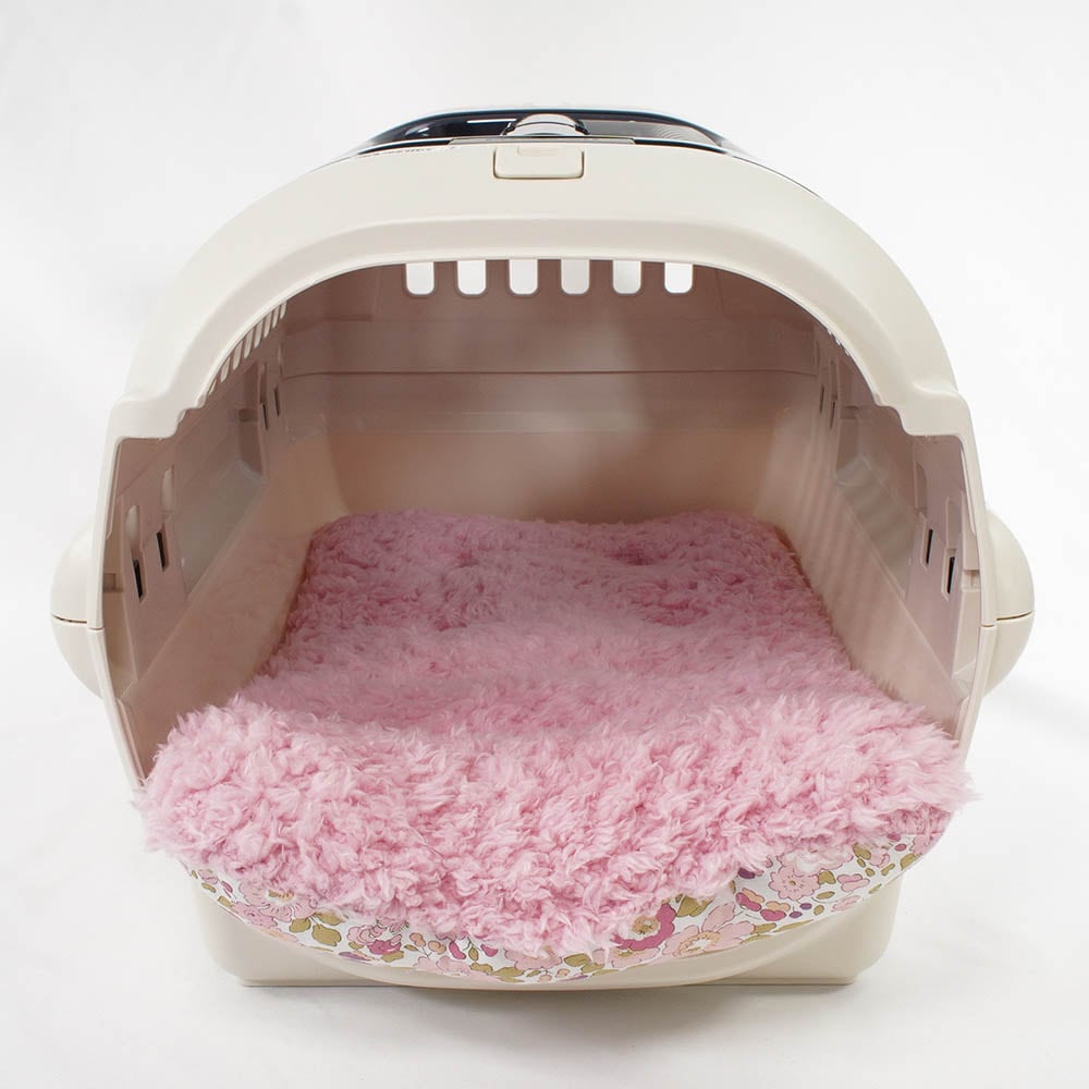 あごのせ縁無しクッション/クレートクッション リバティプリント Betsy ピンクファー Sサイズ