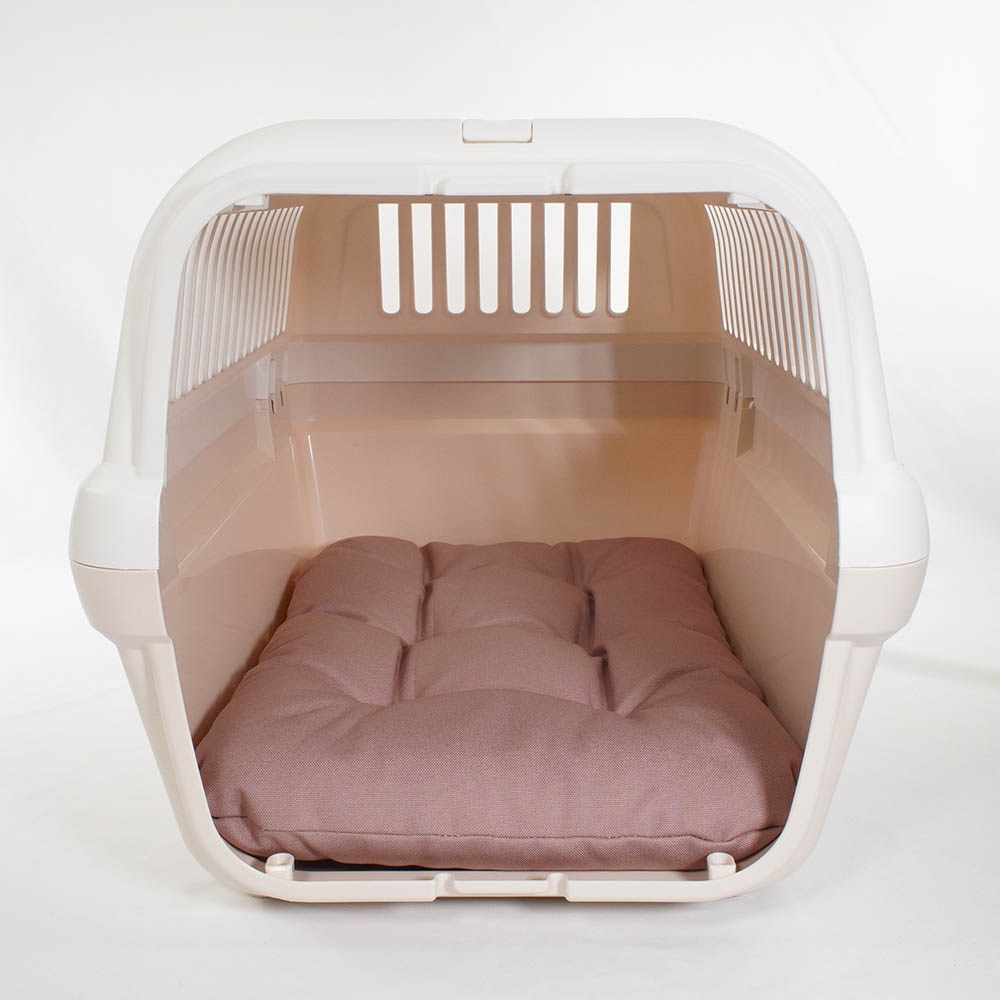 縁無しクッションベッド/クレートクッション 丈夫な9.5号帆布生地 くすんだピンク Mサイズ