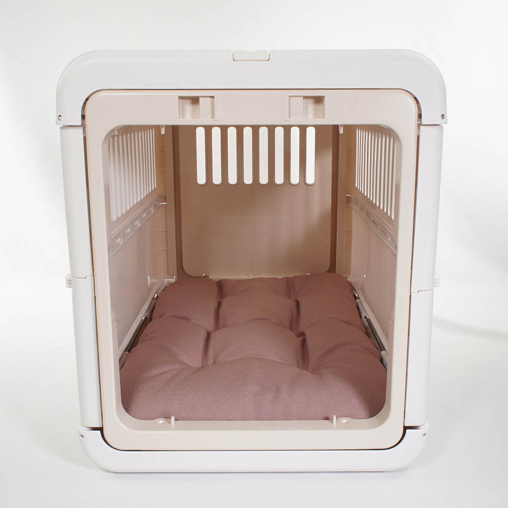 縁無しクッションベッド/クレートクッション 丈夫な9.5号帆布生地 くすんだピンク Mサイズ