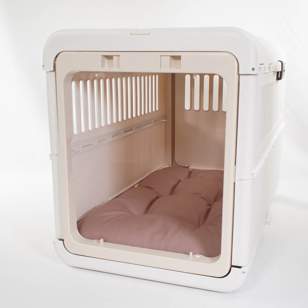 縁無しクッションベッド/クレートクッション 丈夫な9.5号帆布生地 くすんだピンク Mサイズ