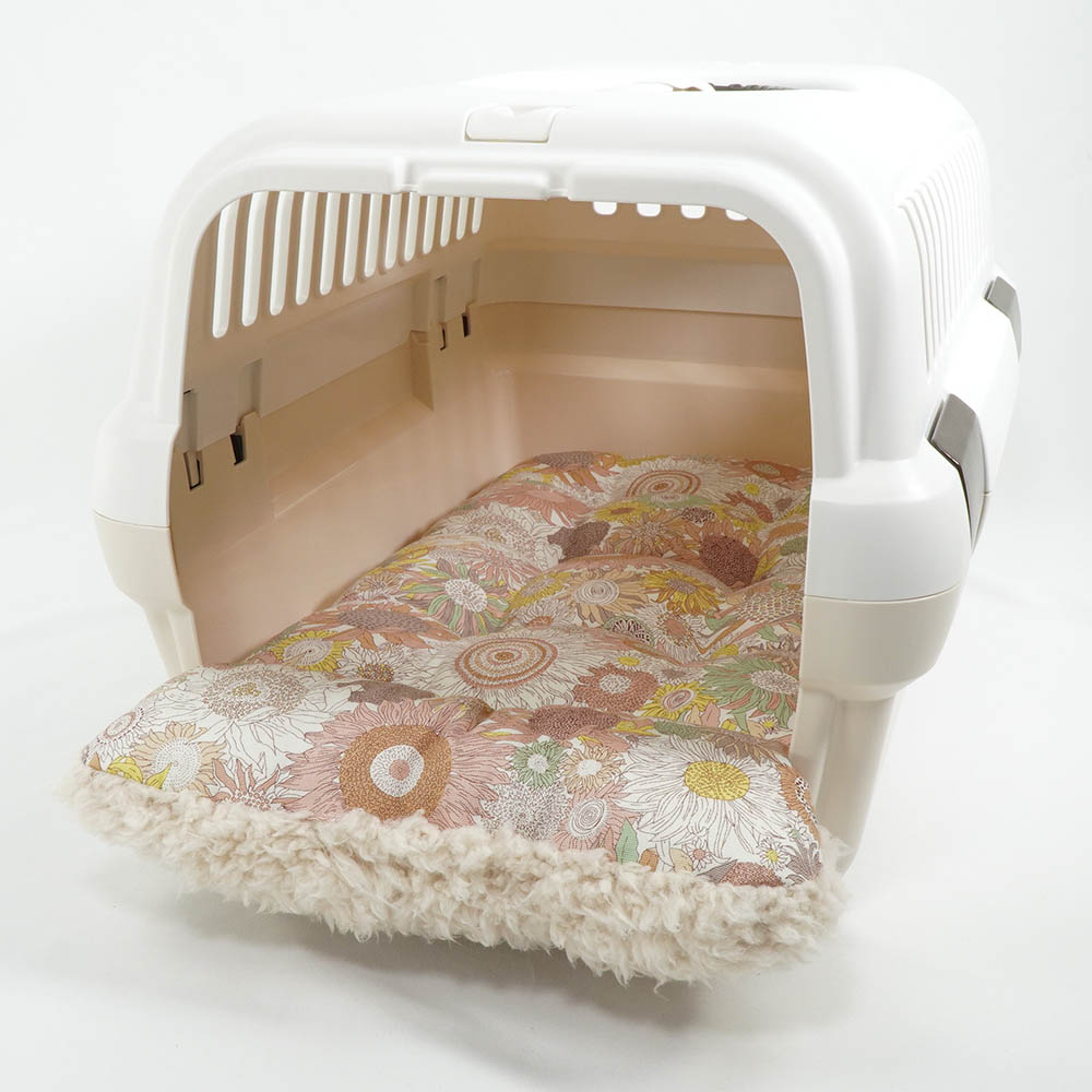 【限定品】あごのせ縁無しクッション リバティプリント スモールスザンナ アイボリーファー Sサイズ