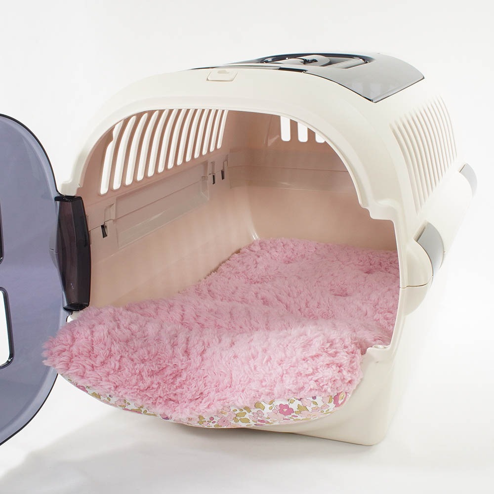 あごのせ縁無しクッション/クレートクッション リバティプリント Betsy ピンクファー Mサイズ