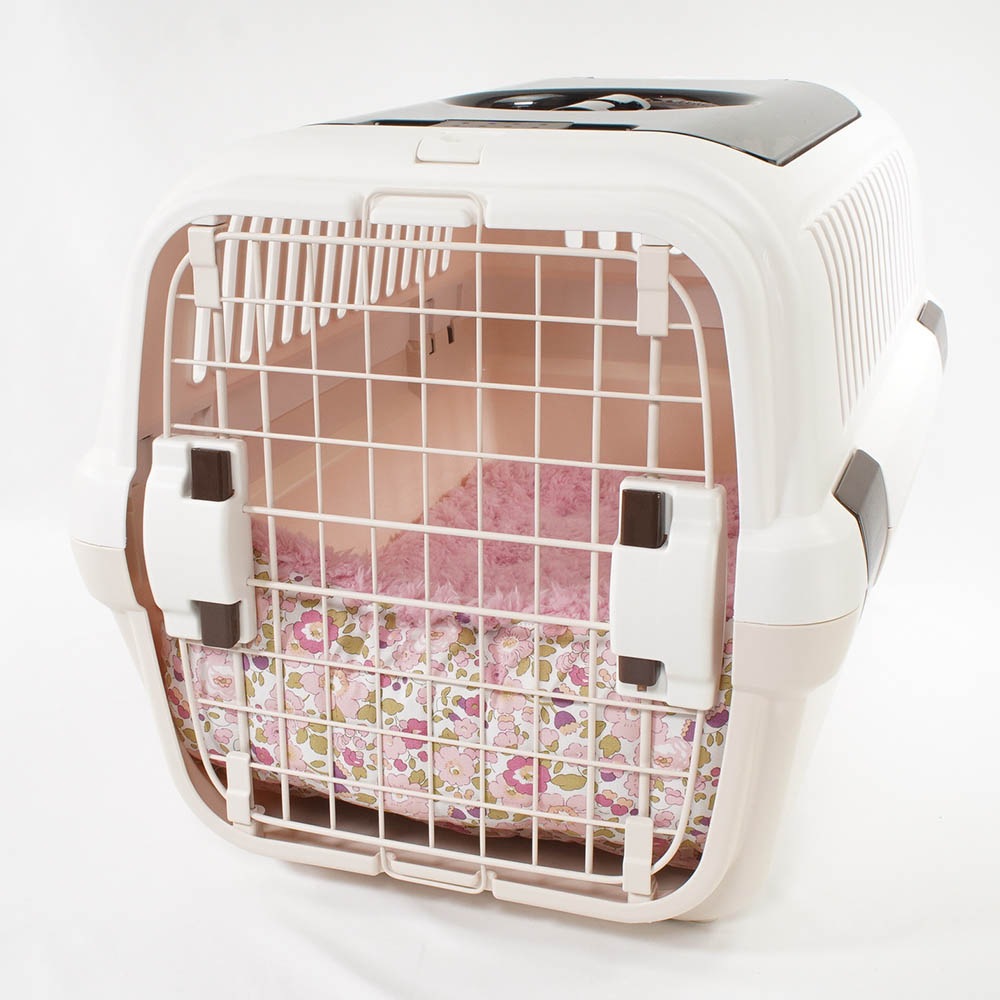 あごのせ縁無しクッション/クレートクッション リバティプリント Betsy ピンクファー Mサイズ