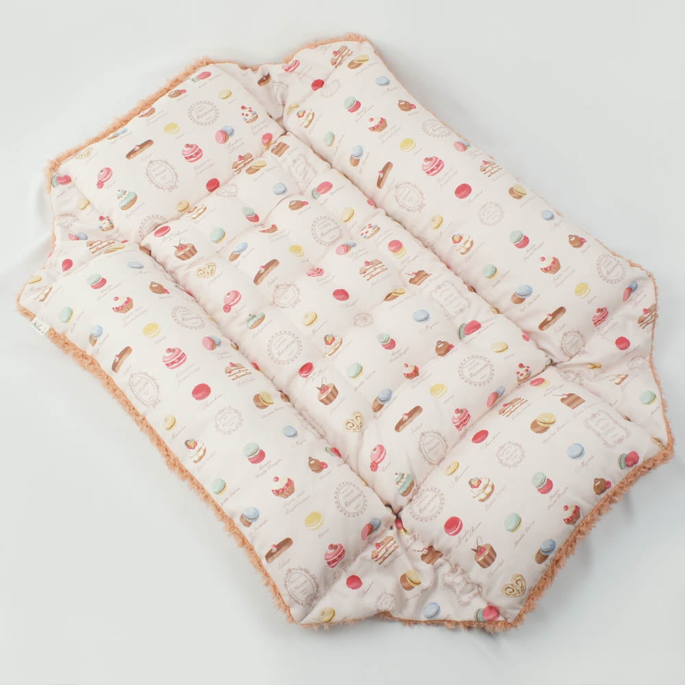 ペットが喜ぶ キャリークッションベッド/クレートクッション マカロンピンクファーコーラル Ｌサイズ