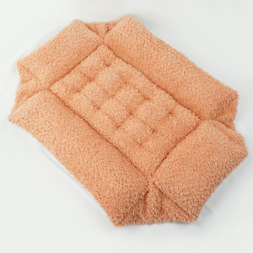 ペットが喜ぶ キャリークッションベッド/クレートクッション マカロンピンクファーコーラル Ｌサイズ