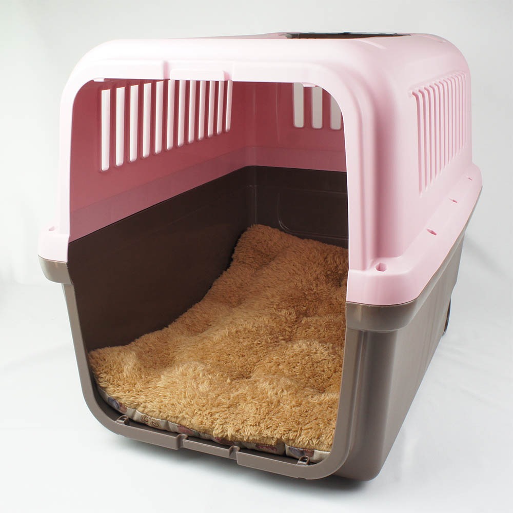 縁無しクッションベッド/クレートクッション マカロンベージュファーキャメル Ｌサイズ