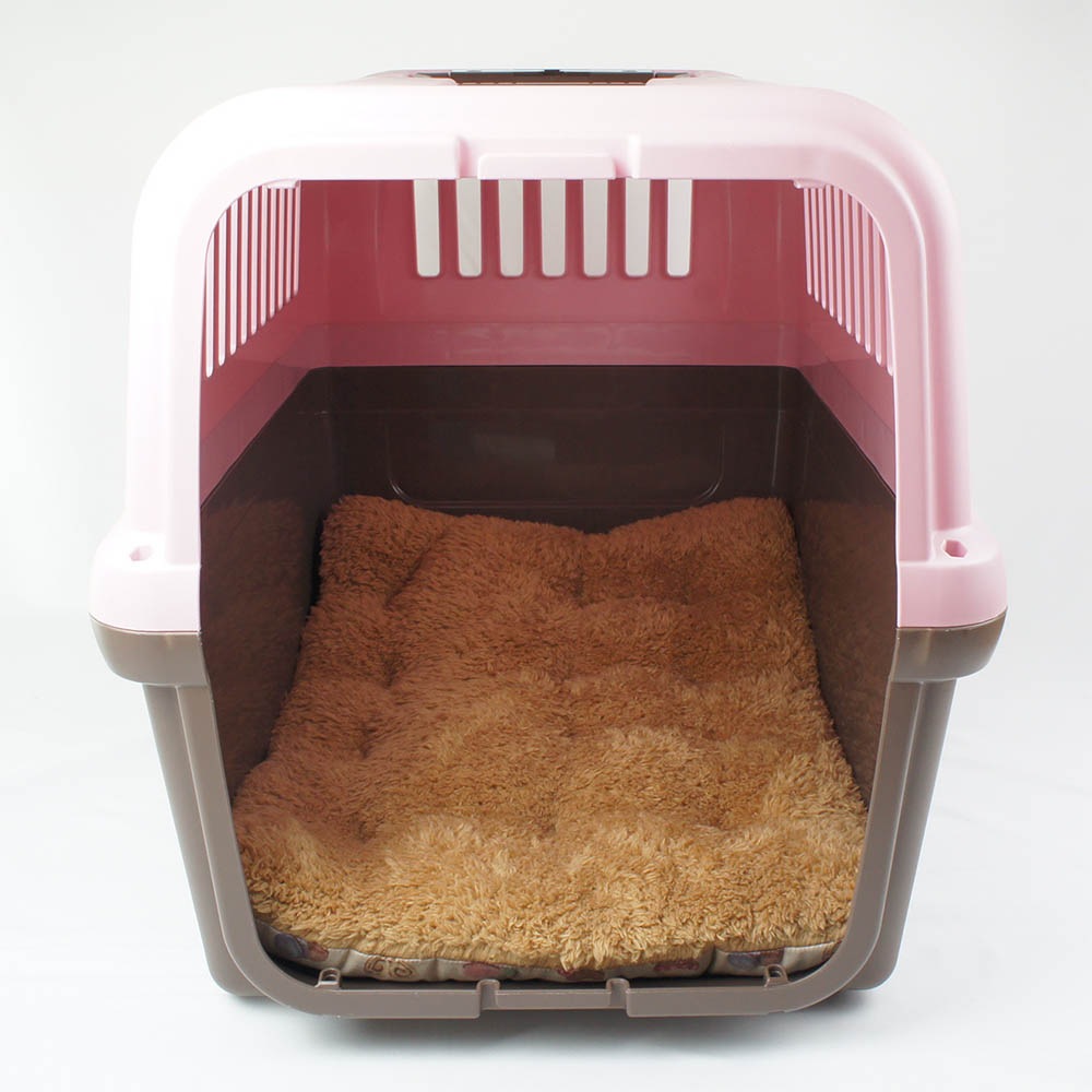 縁無しクッションベッド/クレートクッション マカロンベージュファーキャメル Ｌサイズ