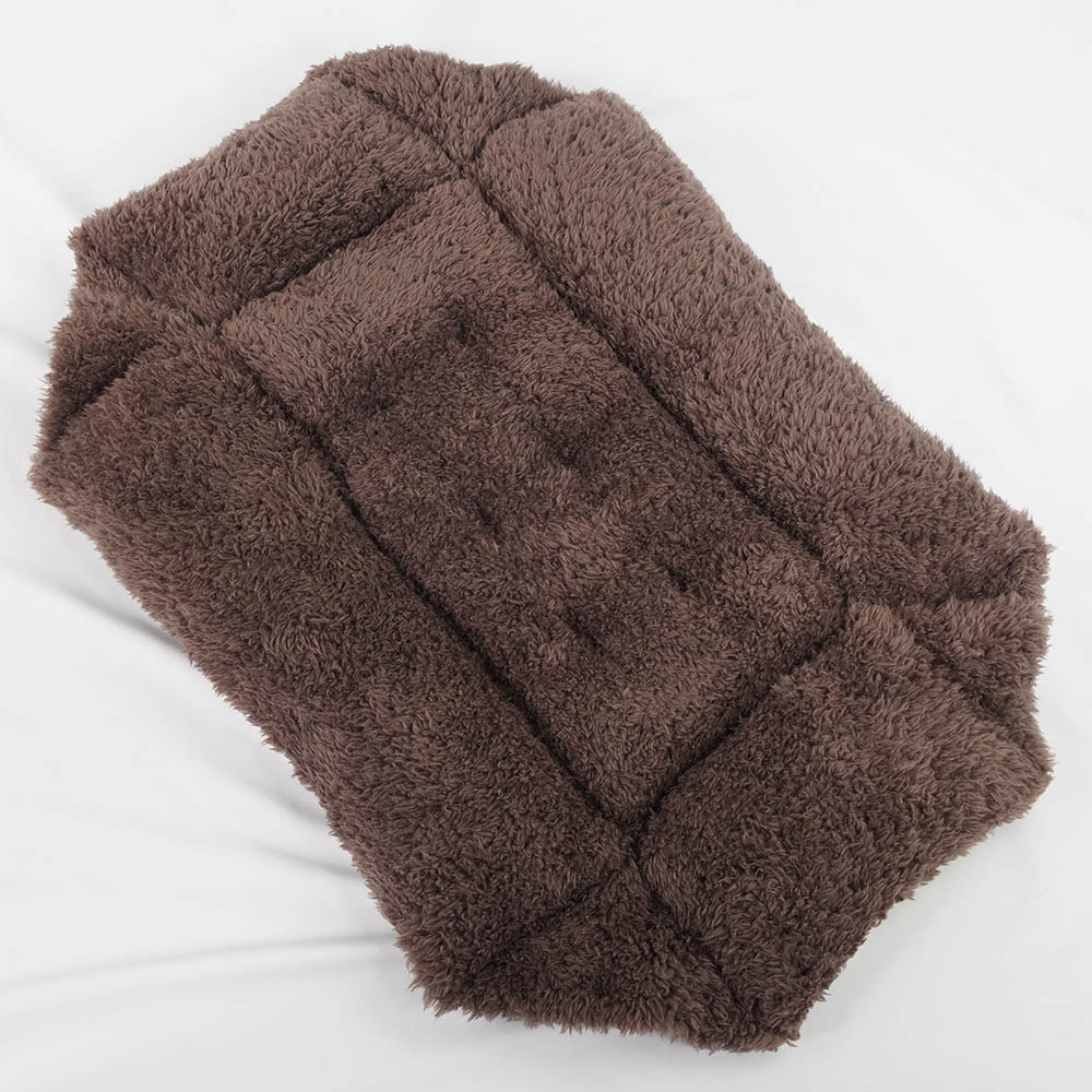 カミカミ大好きちゃん用 ８号帆布生地 キャリークッションベッド/クレートクッション ココアファー Sサイズ