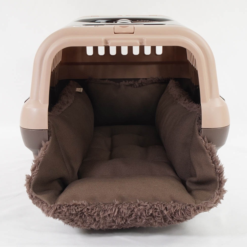 カミカミ大好きちゃん用 ８号帆布生地 キャリークッションベッド/クレートクッション ココアファー Sサイズ