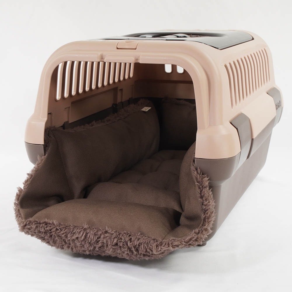 カミカミ大好きちゃん用 ８号帆布生地 キャリークッションベッド/クレートクッション ココアファー Sサイズ