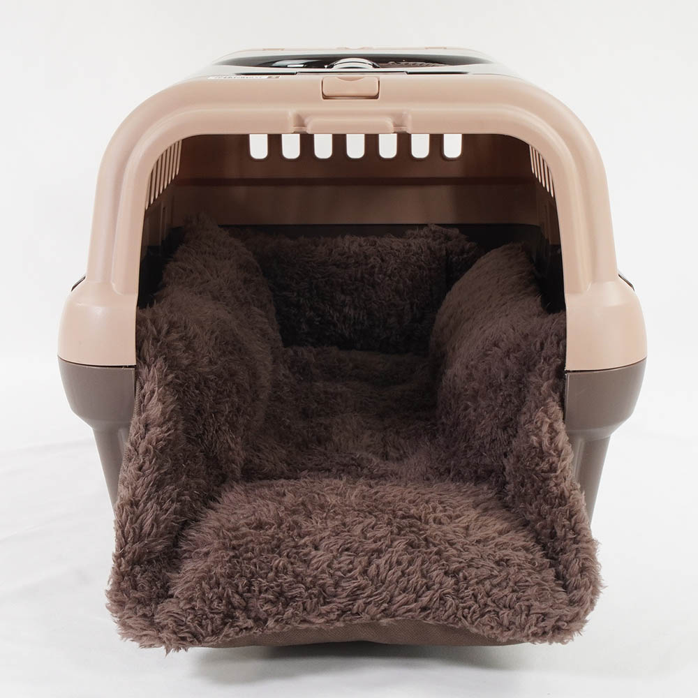 カミカミ大好きちゃん用 ８号帆布生地 キャリークッションベッド/クレートクッション ココアファー Sサイズ