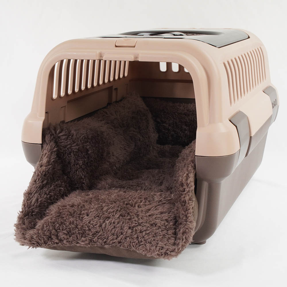 カミカミ大好きちゃん用 ８号帆布生地 キャリークッションベッド/クレートクッション ココアファー Sサイズ