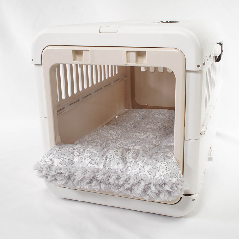 あごのせ縁無しクッション/クレートクッション リバティプリント Betsy グレーファー Sサイズ