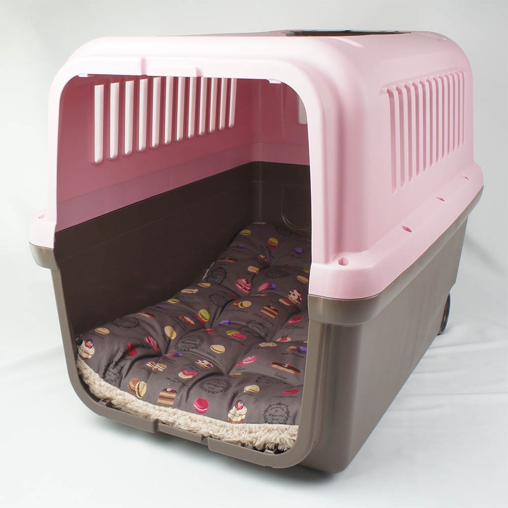 縁無しクッションベッド/クレートクッション マカロンチョコファー Ｌサイズ