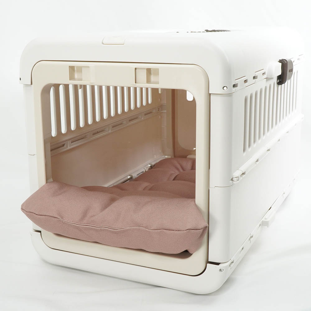 あごのせ縁無しクッション/クレートクッション 丈夫な9.5号帆布 くすんだピンク Sサイズ