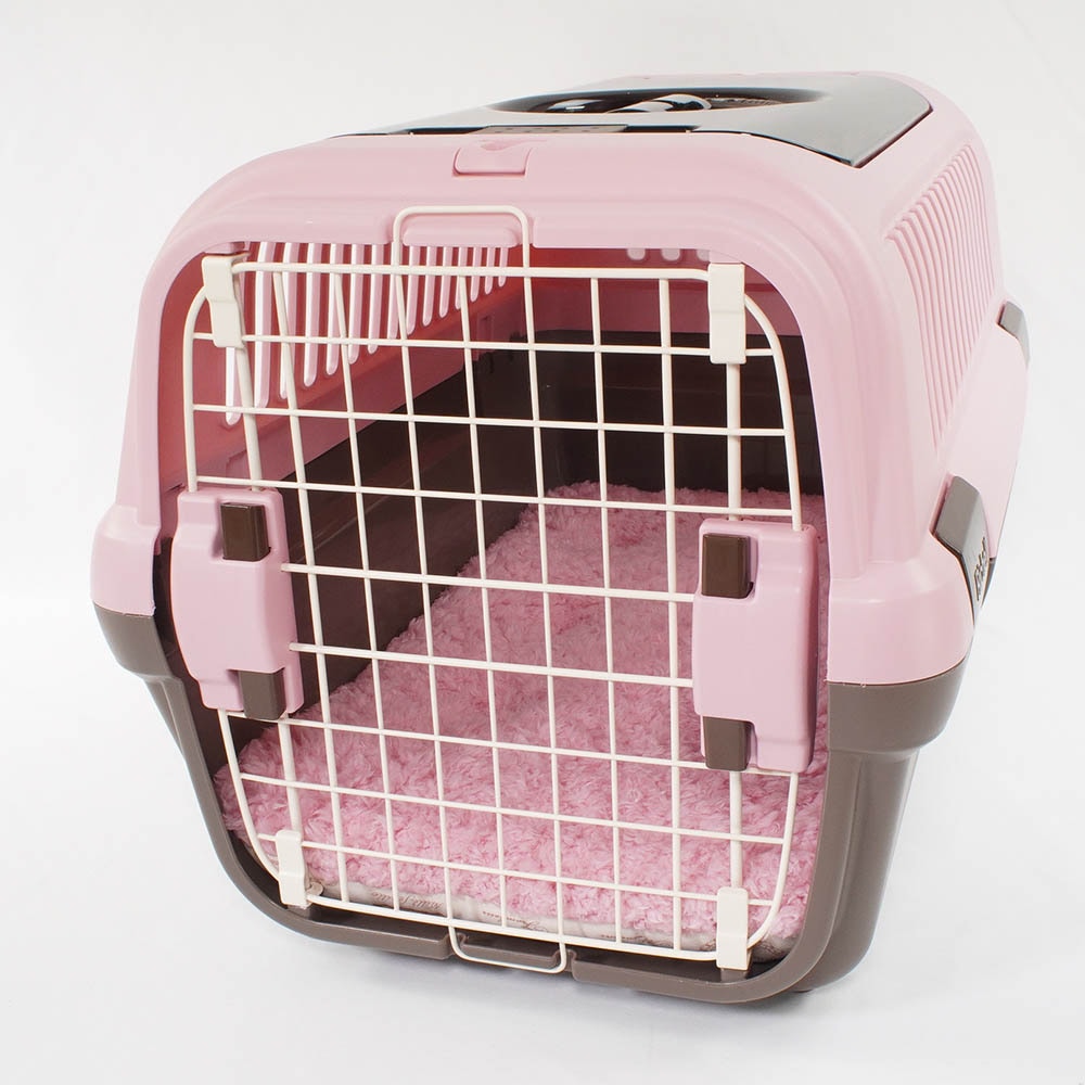 縁無しクッションベッド/クレートクッション マカロンハニーピンクファー Mサイズ