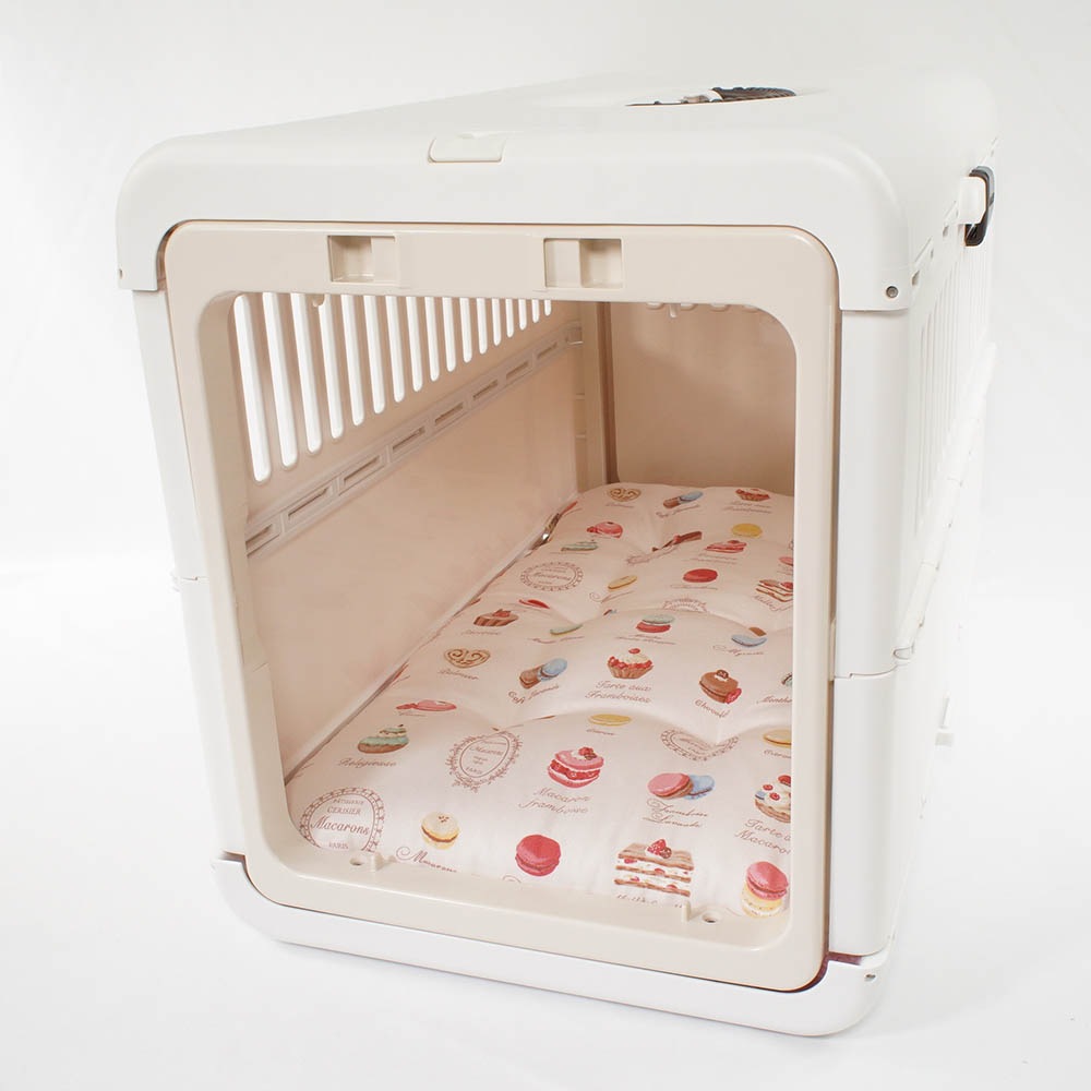 縁無しクッションベッド/クレートクッション マカロンハニーピンクファー Mサイズ