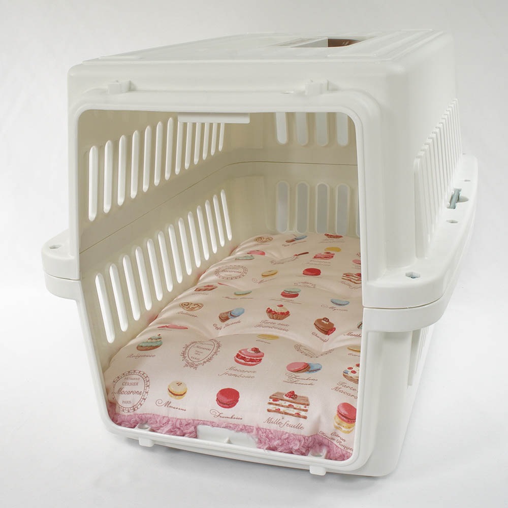 縁無しクッションベッド/クレートクッション マカロンハニーピンクファー Mサイズ