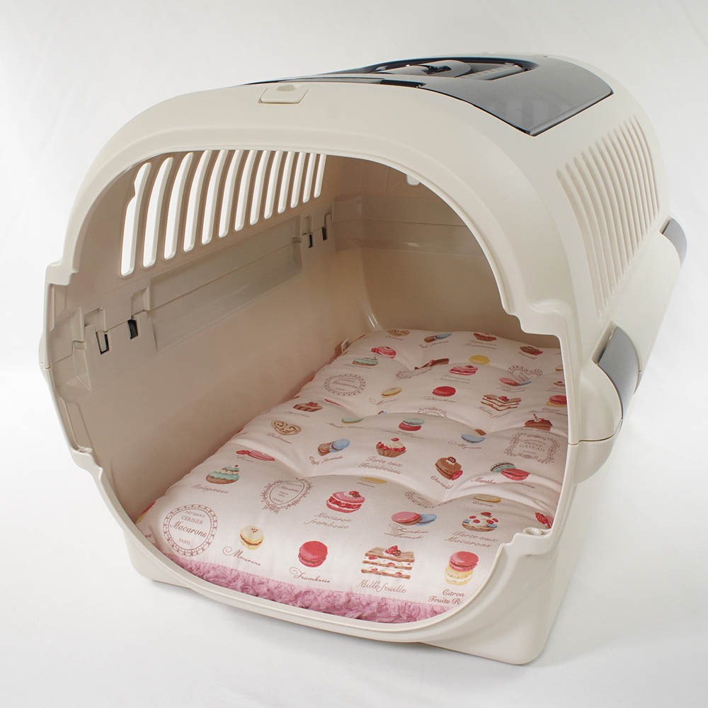 縁無しクッションベッド/クレートクッション マカロンハニーピンクファー Mサイズ