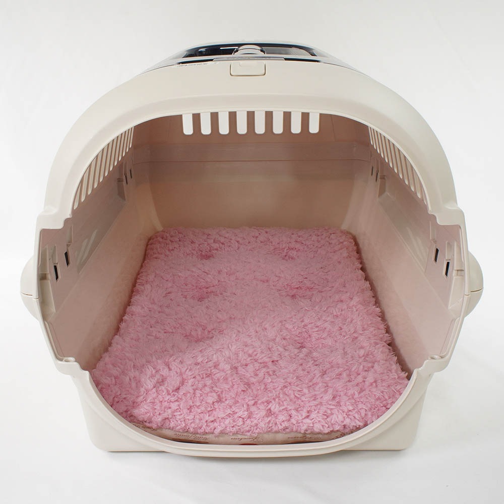 縁無しクッションベッド/クレートクッション マカロンハニーピンクファー Mサイズ