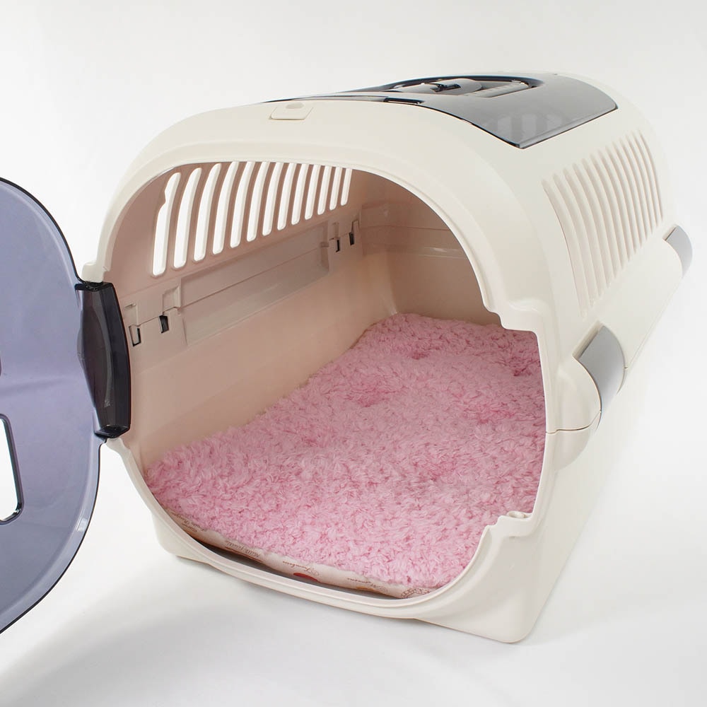 縁無しクッションベッド/クレートクッション マカロンハニーピンクファー Mサイズ