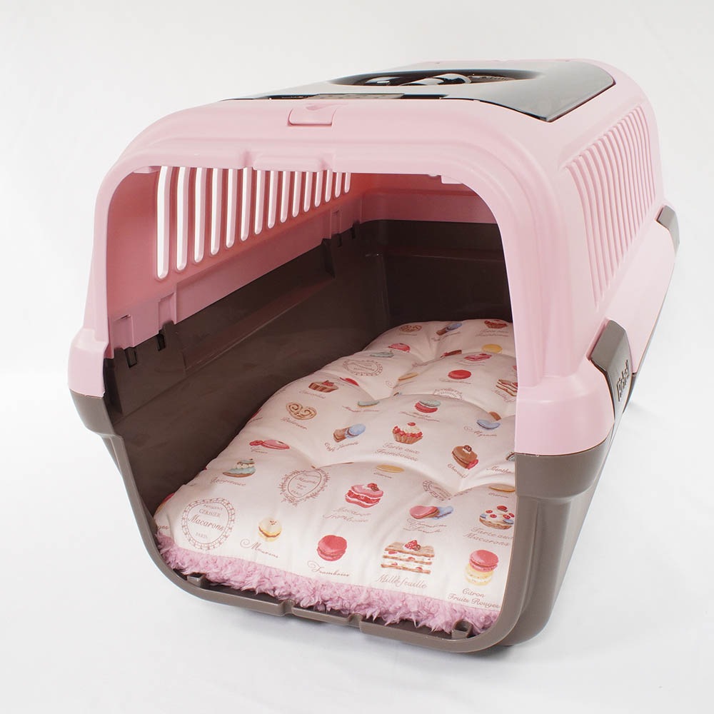 縁無しクッションベッド/クレートクッション マカロンハニーピンクファー Mサイズ