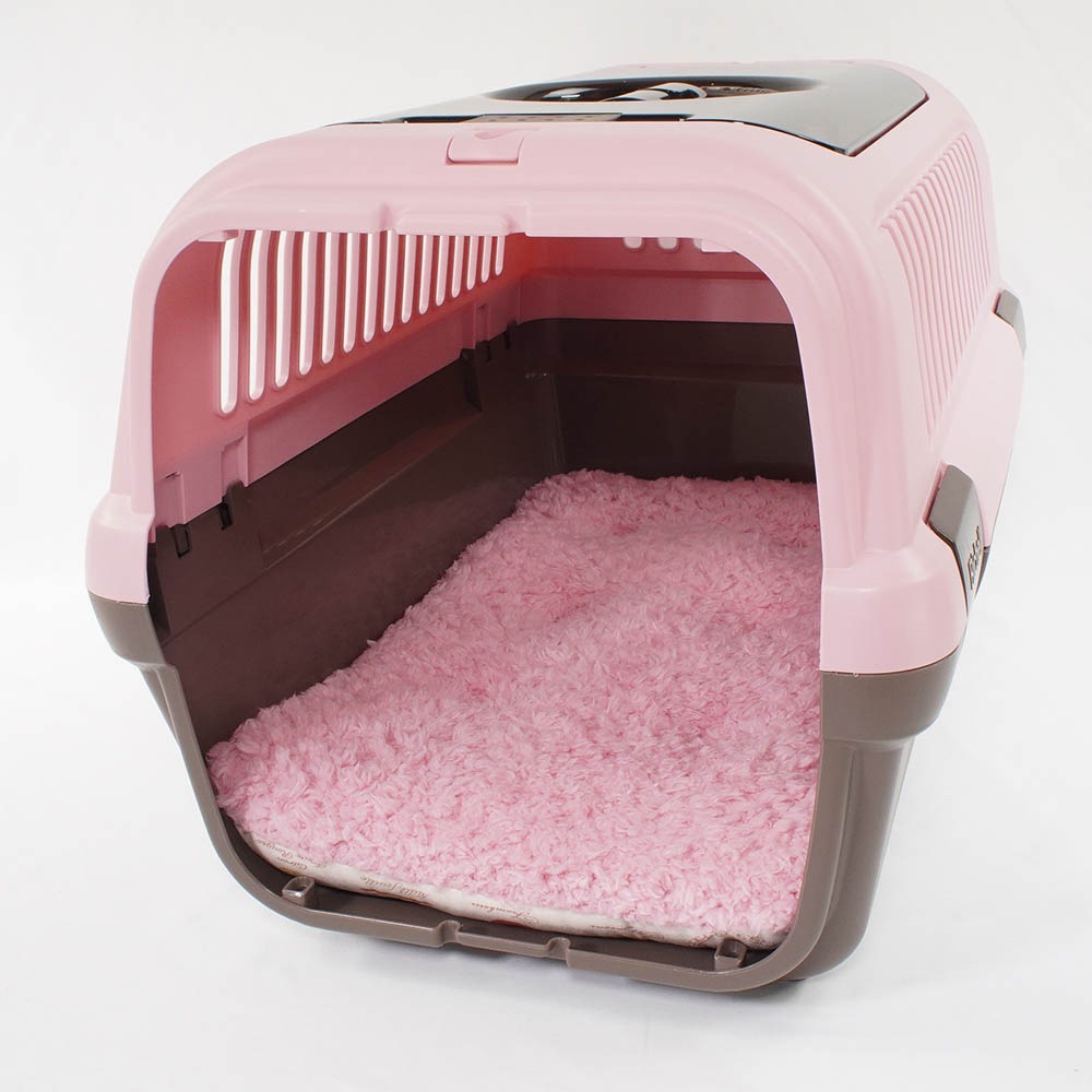 縁無しクッションベッド/クレートクッション マカロンハニーピンクファー Mサイズ