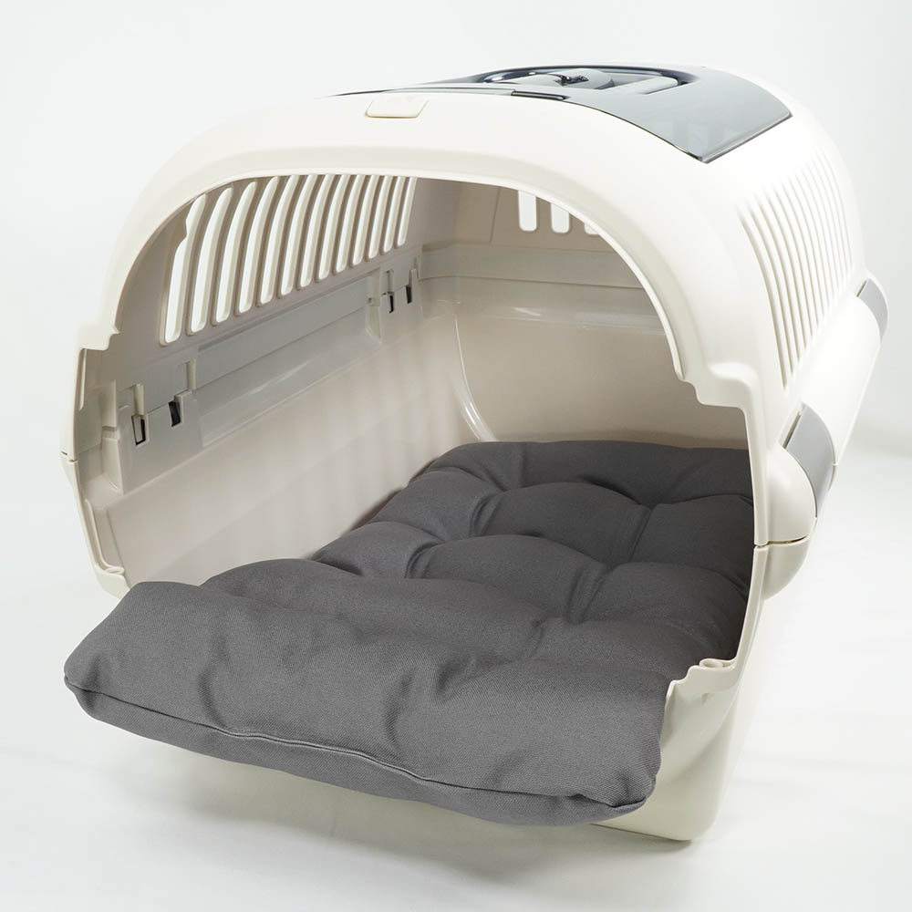 あごのせ縁無しクッション/クレートクッション 丈夫な9.5号帆布 チャコールグレー Mサイズ