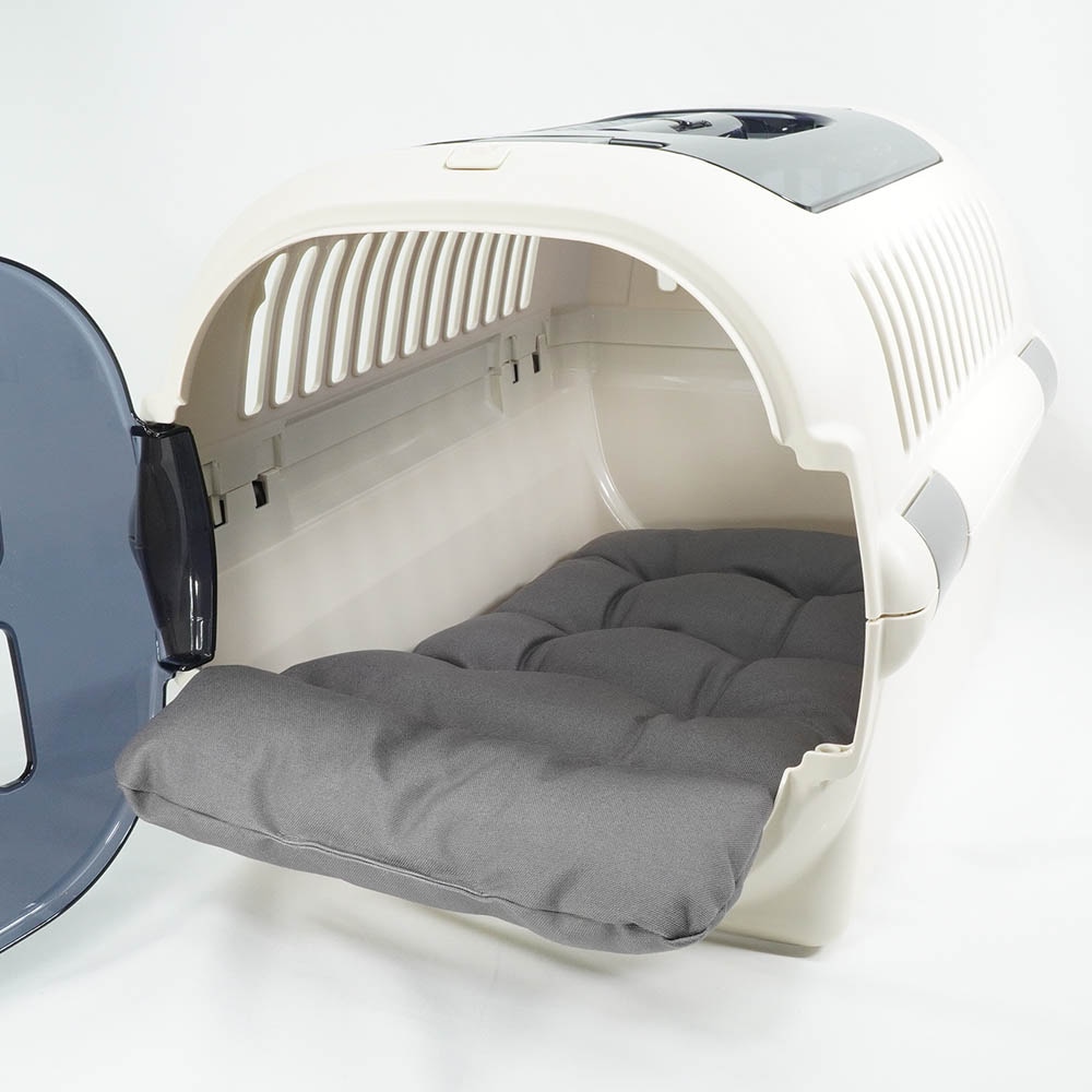 あごのせ縁無しクッション/クレートクッション 丈夫な9.5号帆布 チャコールグレー Mサイズ