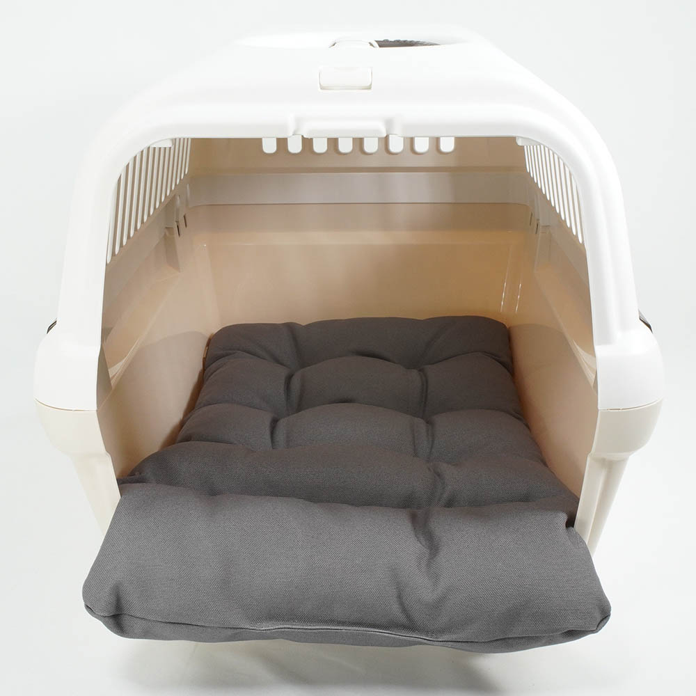 あごのせ縁無しクッション/クレートクッション 丈夫な9.5号帆布 チャコールグレー Mサイズ