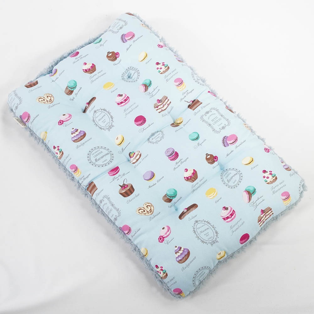 縁無しクッションベッド/クレートクッション マカロンブルーサックスブルーファー Mサイズ