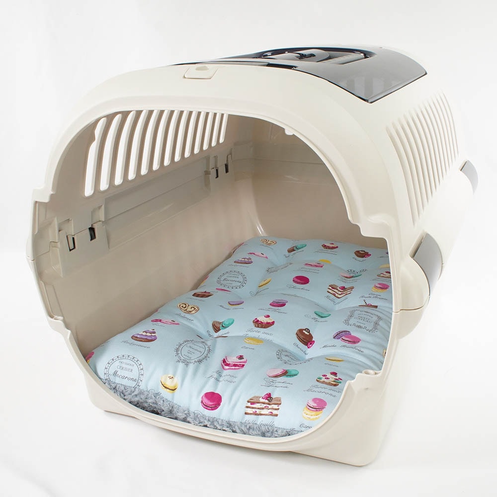 縁無しクッションベッド/クレートクッション マカロンブルーサックスブルーファー Mサイズ