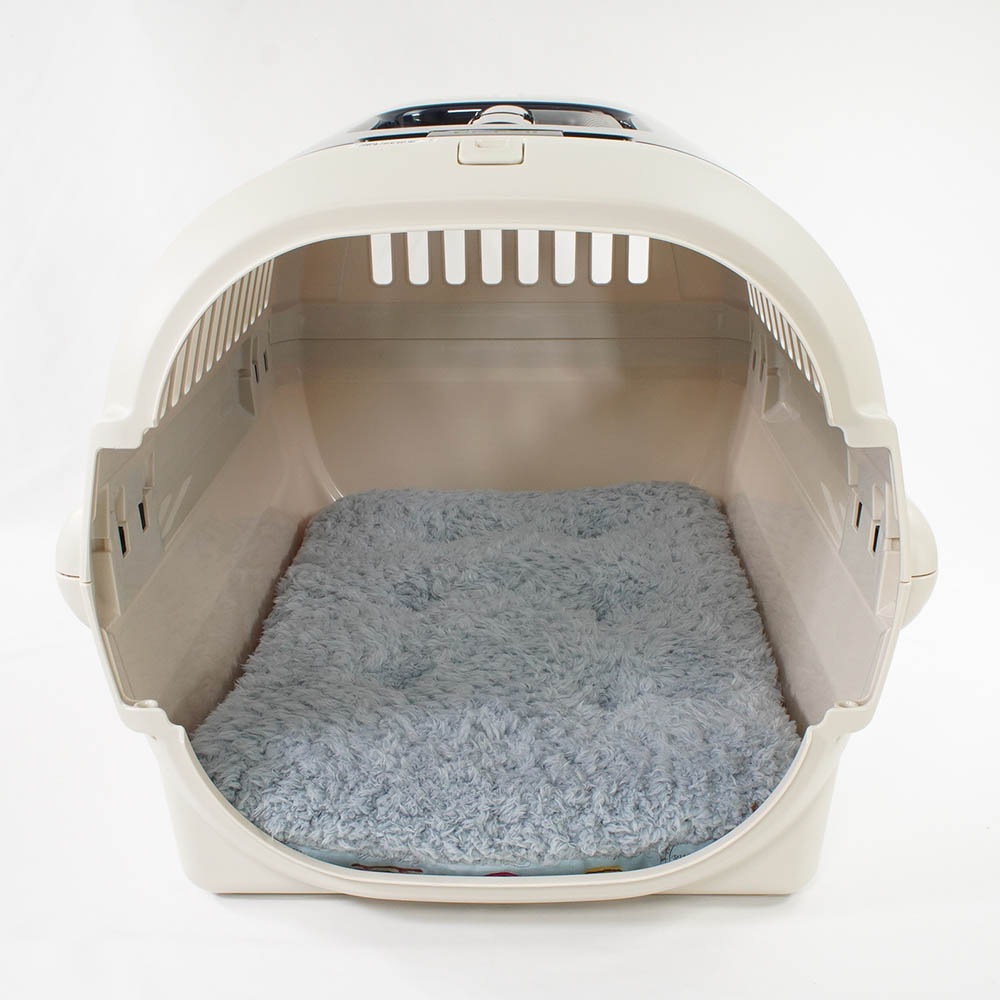 縁無しクッションベッド/クレートクッション マカロンブルーサックスブルーファー Mサイズ