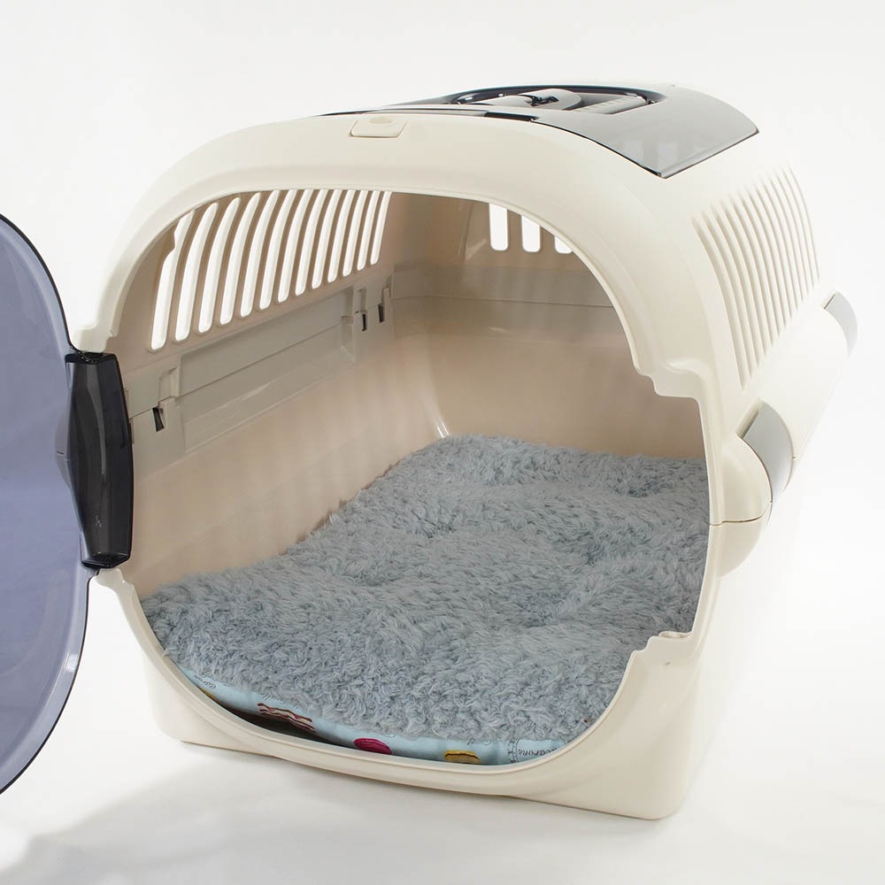 縁無しクッションベッド/クレートクッション マカロンブルーサックスブルーファー Mサイズ