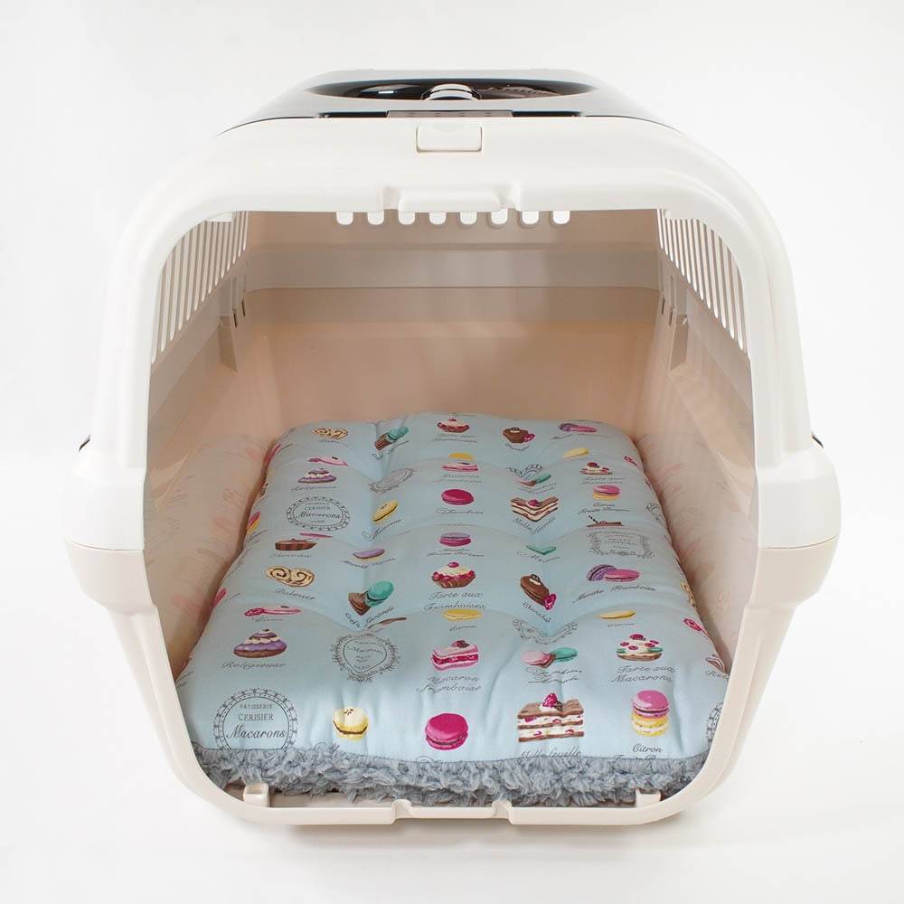 縁無しクッションベッド/クレートクッション マカロンブルーサックスブルーファー Mサイズ