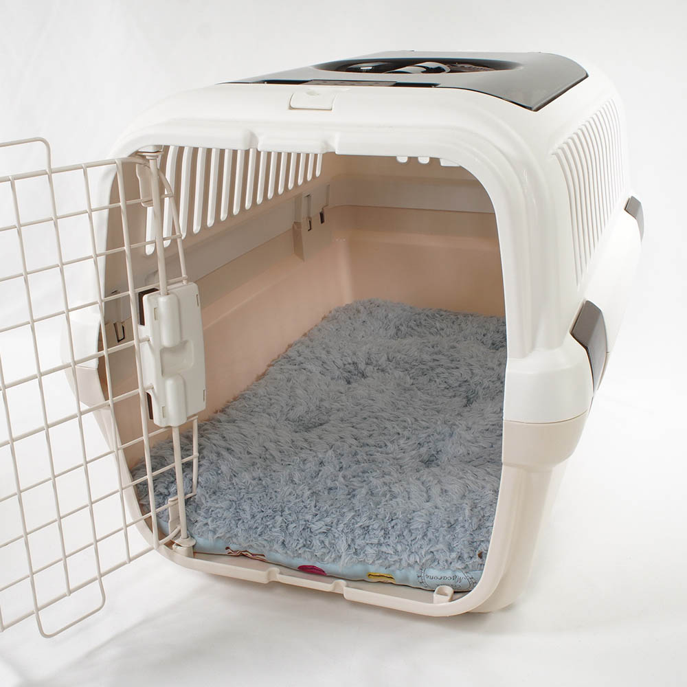 縁無しクッションベッド/クレートクッション マカロンブルーサックスブルーファー Mサイズ