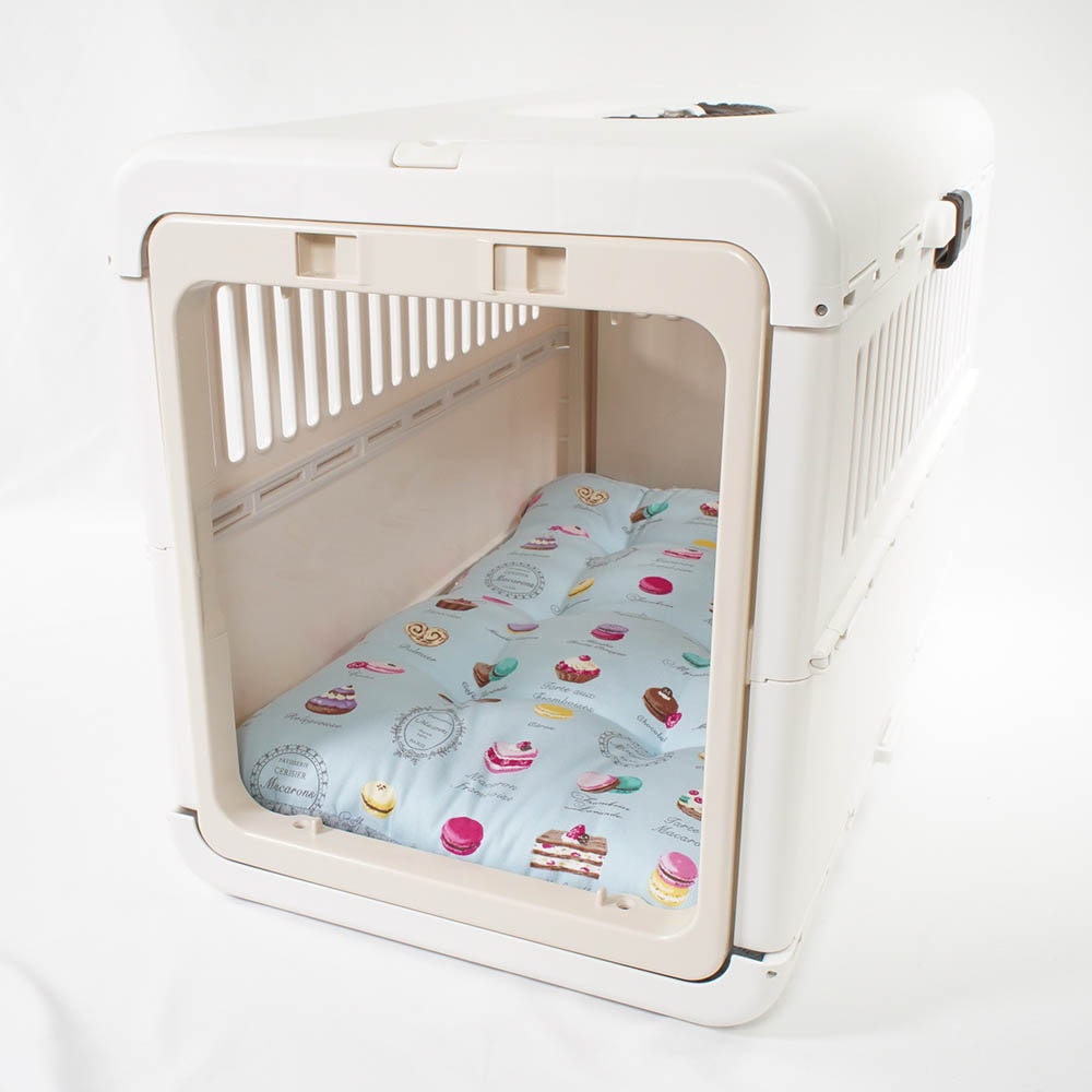 縁無しクッションベッド/クレートクッション マカロンブルーサックスブルーファー Mサイズ