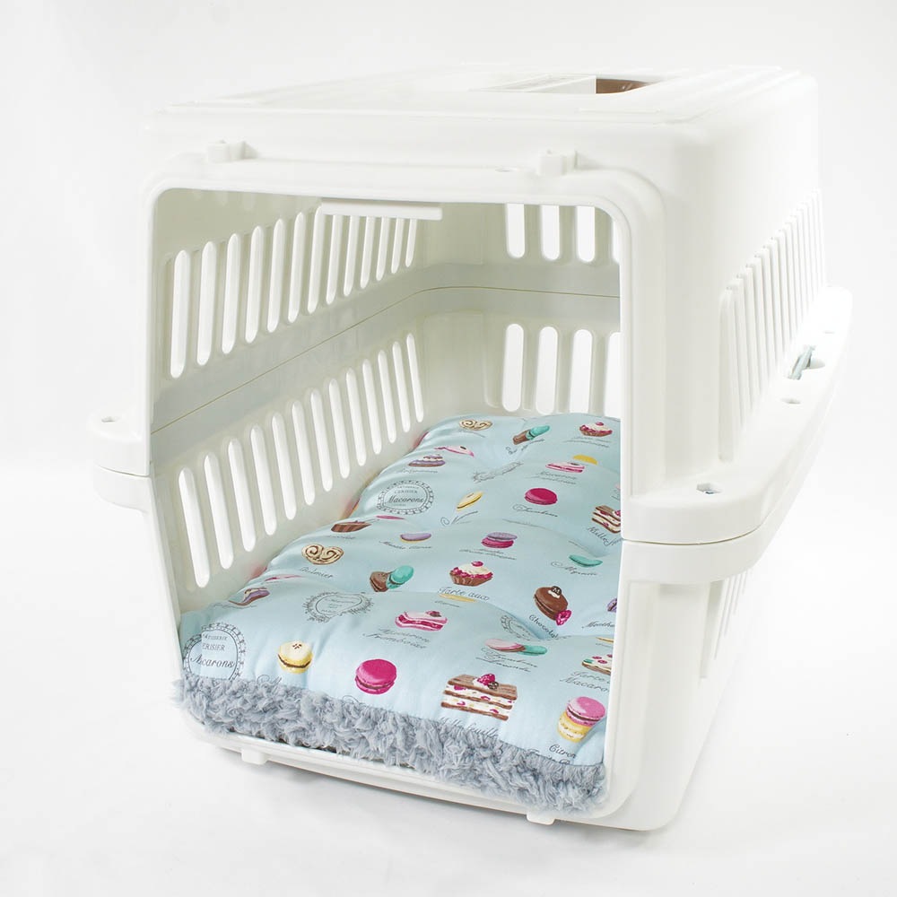 縁無しクッションベッド/クレートクッション マカロンブルーサックスブルーファー Mサイズ