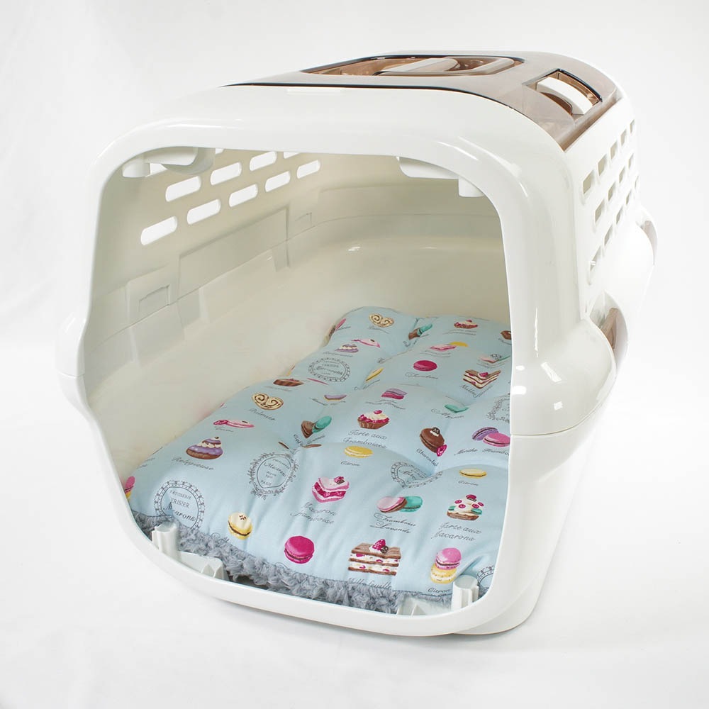 縁無しクッションベッド/クレートクッション マカロンブルーサックスブルーファー Mサイズ