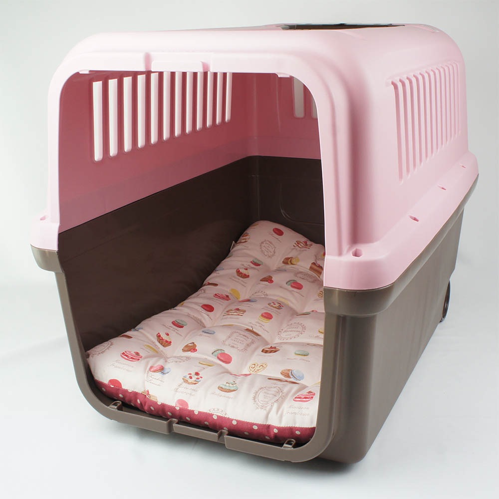 縁無しクッションベッド/クレートクッション マカロンピンクドット Ｌサイズ