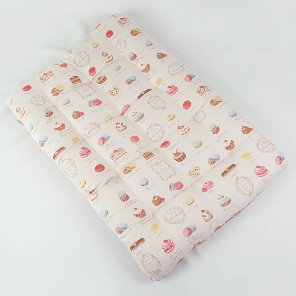 縁無しクッションベッド/クレートクッション マカロンピンクドット Ｌサイズ