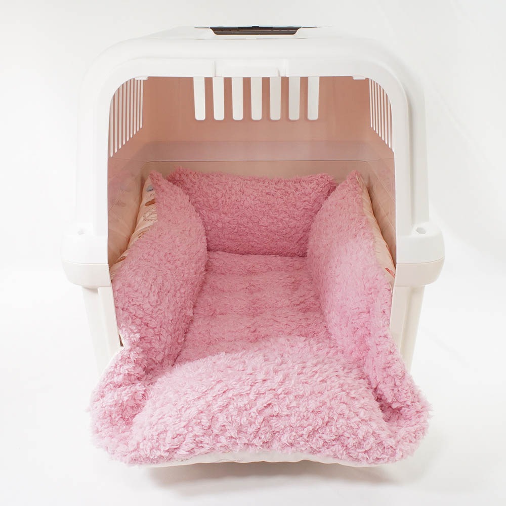 ペットが喜ぶ キャリークッションベッド/クレートクッション マカロンハニーピンクファー Ｌサイズ