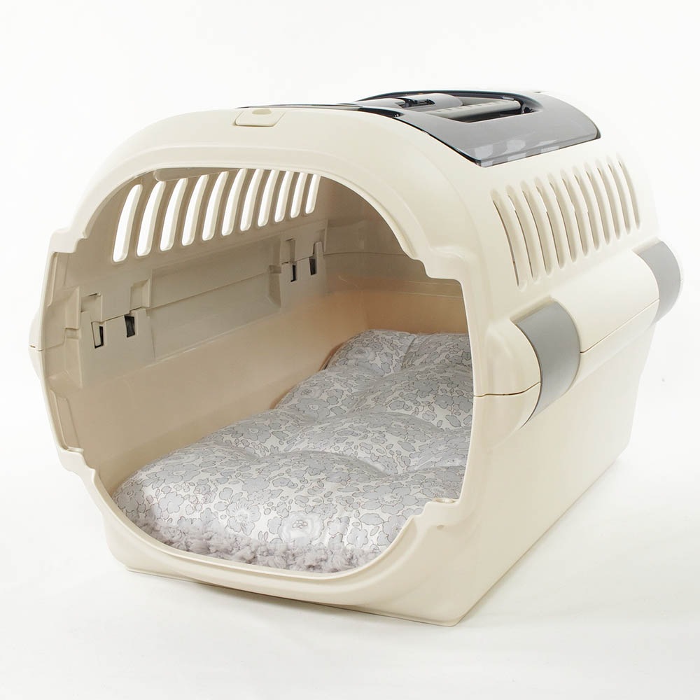 縁無しクッションベッド/クレートクッション リバティプリント Betsy グレーファー Sサイズ